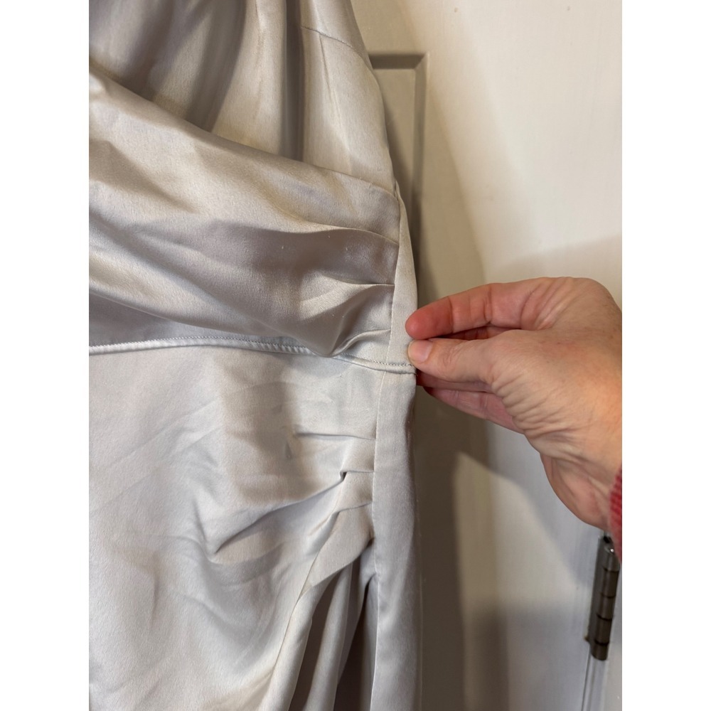 Abercrombie Fitch Satin Ruched Cami Slip Dress XLarge Silver NWT - Picture 2 of 7